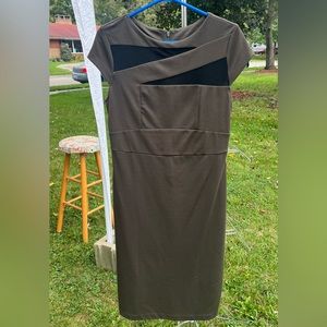 Dark Green Massimo Dress with Sheer Chest Detail